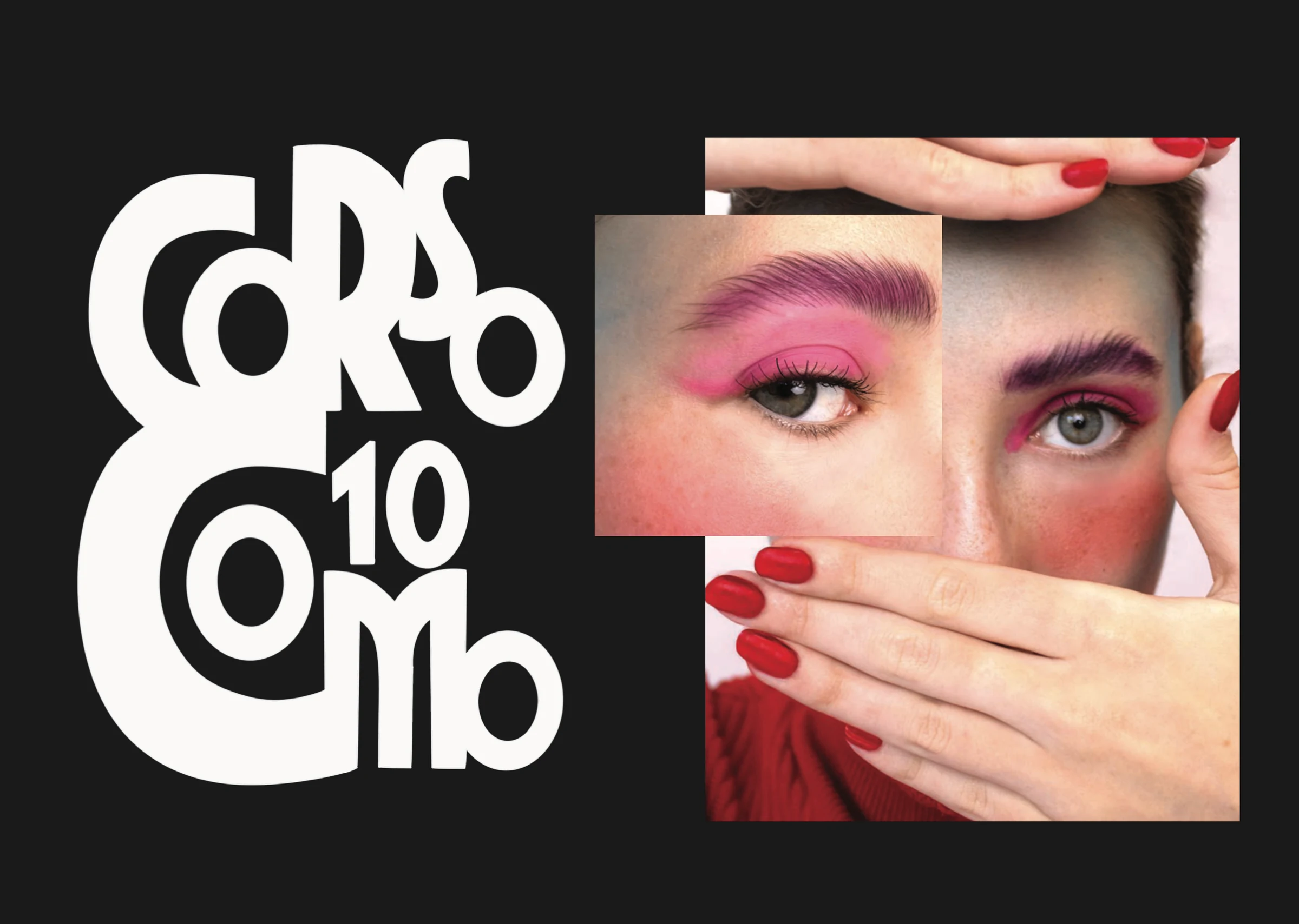 Black, white and pink typographic editorial spread