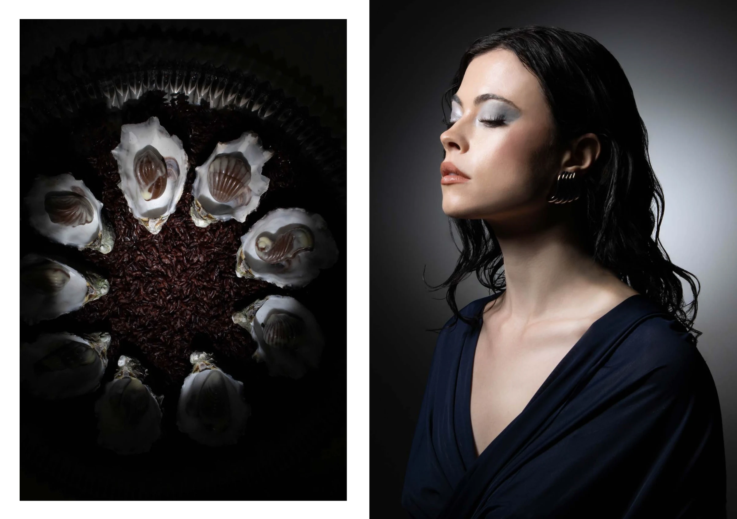 Still-life and beauty portrait editorial spread