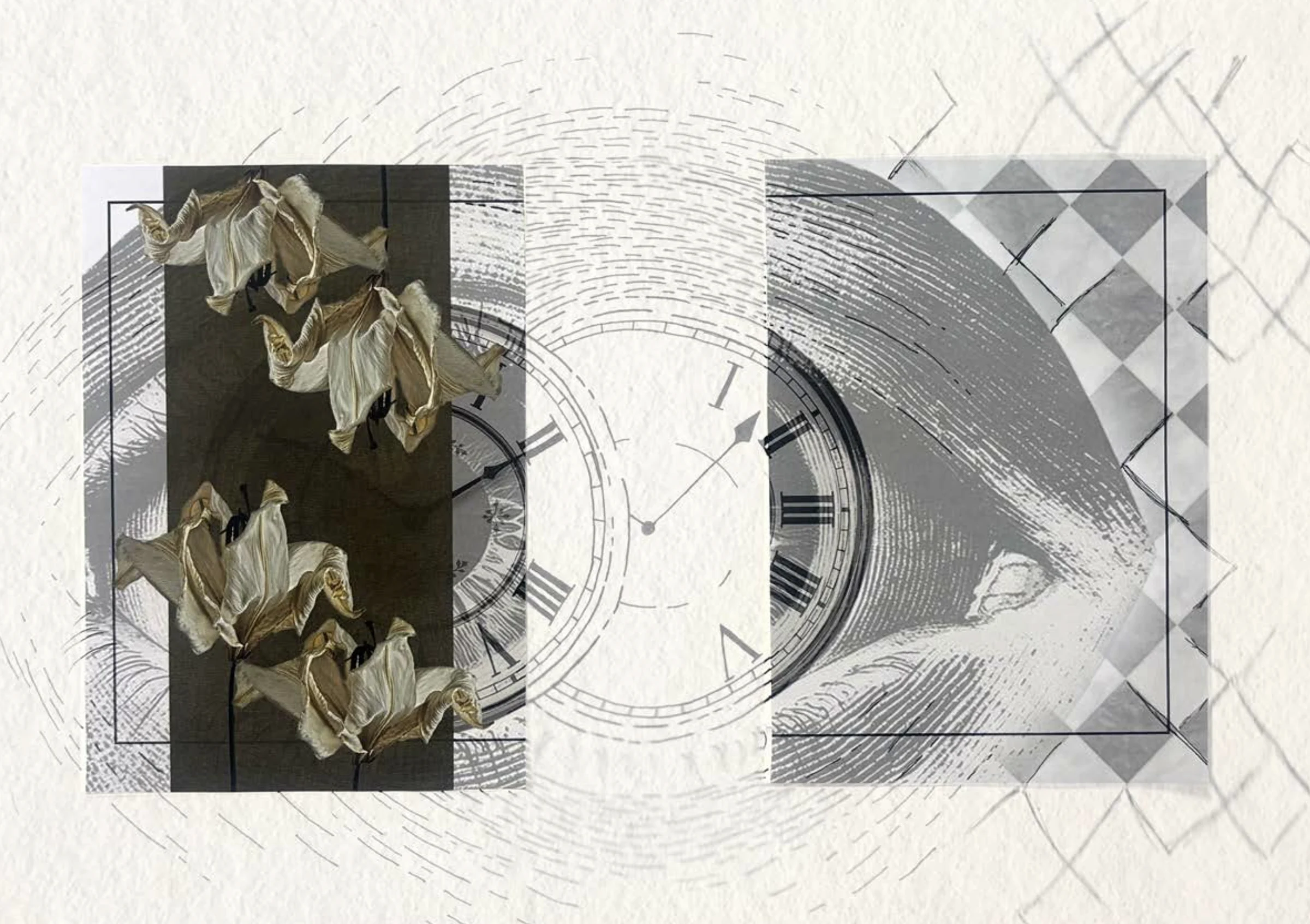 Layered mixed-media composition in neutral tones